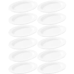 12 Travessas Ovais Melamina Branca 25x18cm Bandeja Rasa Servir Haus Concept