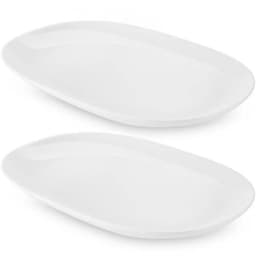 2 Travessas Ovais Melamina Branca 34x22cm Petiscos Rasa Band