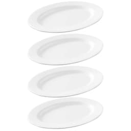 4 Travessas Oval Melamina Rasa 20x14cm Branca Servir Bandeja Haus Concept