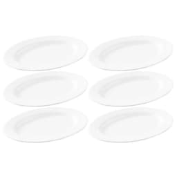 6 Travessas Oval Melamina 30x22cm Rasa Buffet Branca Restaurante Salada Petiscos Aperitivos Bar