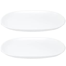 Kit 2 Travessas Oval Melamina 26x17cm Rasa Buffet Branca Restaurante Salada Petiscos Aperitivos Bar