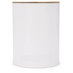 Pote Biscuits Porta Condimentos Lata de Biscoito com Tampa de Bambu Haus Concept Canister Branco