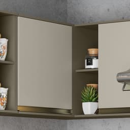 Armário Aéreo de Canto Évelin 1 Porta Duna e Cristal