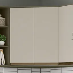 Armário Aéreo de Canto Évelin 2 Portas Duna e Cristal 83 cm