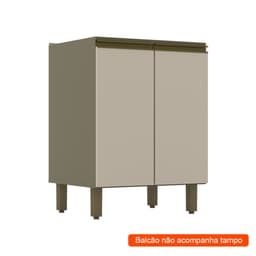 Balcão de Cozinha Évelin 2 Portas Duna e Cristal 60 cm