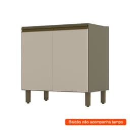 Balcão de Cozinha Évelin 2 Portas Duna e Cristal 80 cm
