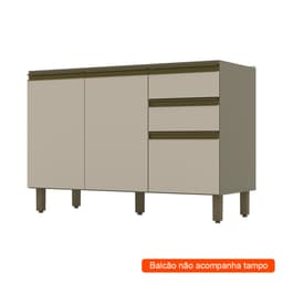 Balcão de Cozinha Évelin 3 Portas 2 Gavetas Duna e Cristal