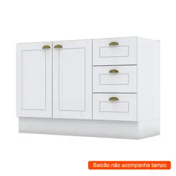 Balcão de Cozinha Nova York 2 Portas 3 Gavetas Branco