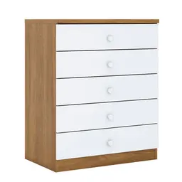 Cômoda Infantil Pique-Esconde 5 GV Branca e Rústico