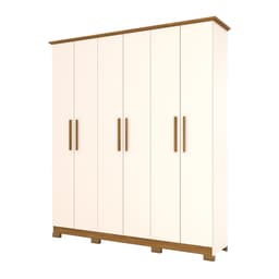 Guarda-Roupa Casal Lima 6 Portas 3 Gavetas Off White e Nature