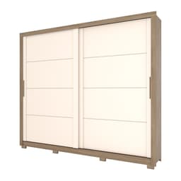 Guarda-Roupa Casal Parma 2 Portas 4 Gavetas Rústico e Off White