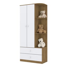 Guarda-Roupa Infantil Amarelinha 2 Portas 2 Gavetas Rústico e Branco
