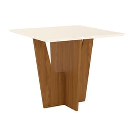 Mesa de Jantar Quadrada Danielly Off White e Nature 90 cm