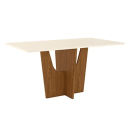 Mesa de Jantar Retangular Danielly Off White e Nature 160 cm