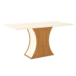 Mesa de Jantar Retangular Selena Off White e Nature 160 cm