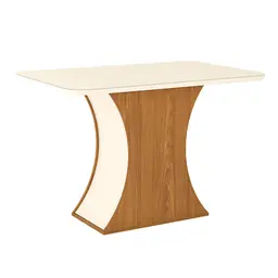 Mesa de Jantar Retangular com Tampo de Vidro Selena II Off White e Nature 120 cm