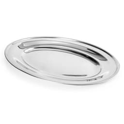 Baixela de Inox Rasa Oval 25cm para Servir Porções Saladas Petiscos Bar Restaurante