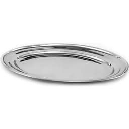 Travessa de Inox Grande Rasa 36,5cm Baixela Oval para Servir Saladas Carnes Porções Hercules