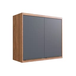 Armário Aéreo Ten 2 Portas Freijó e Grafito 80 cm