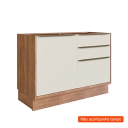 Balcão de Cozinha Ten 1 Porta 3 Gavetas Freijó e Argila 120 cm