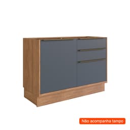 Balcão de Cozinha Ten 1 Porta 3 Gavetas Freijó e Grafito 120 cm