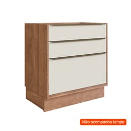 Balcão de Cozinha Ten 3 Gavetas Freijó e Argila 80 cm