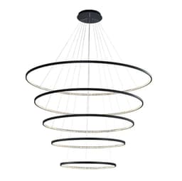 Pendente Led Milano Black Com 5 Anéis - Hevvy