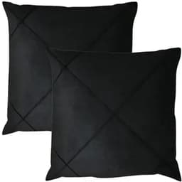Kit 2 Capa de Almofada Suede Aveludada Drapeada 45x45cm Preto
