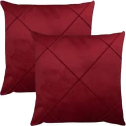 Kit 2 Capa de Almofada Suede Aveludada Drapeada 45x45cm Vinho