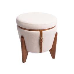 Puff Multiuso Apolo Bege Marfim e Imbuia