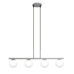 Pendente Jabuti na Cor Prata com Globos Branco Fosco para 4 Lâmpadas G9 de LED