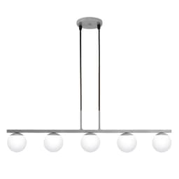 Pendente Jabuti Five na Cor Prata com Globos Brancos Fosco para 5 Lâmpadas G9 de LED