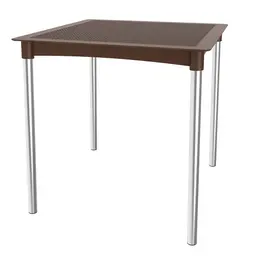 Mesa de Cozinha Quadrada Atto Rattan Pés em Alumínio Chocolate