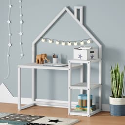 Mesa Escrivaninha Branco Infantil Madeira Montessori 3 Prateleiras Nivia