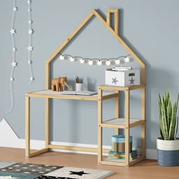 Mesinha Infantil Montessori Madeira Escrivaninha Nivia Natural branco