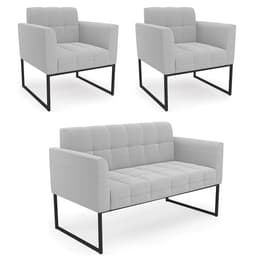 Namoradeira e 2 Poltronas Industrial Preto Ana Bouclé Cinza - Ibiza