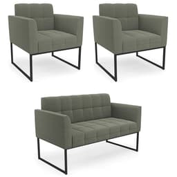 Namoradeira e 2 Poltronas Industrial Preto Ana Bouclé Menta - Ibiza