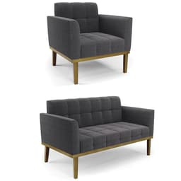 Namoradeira e Poltrona Base Madeira Castanho Ana Bouclé Grafite - Ibiza