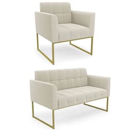 Namoradeira e Poltrona Industrial Dourado Ana Bouclé Bege - Ibiza