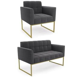 Namoradeira e Poltrona Industrial Dourado Ana Bouclé Grafite - Ibiza