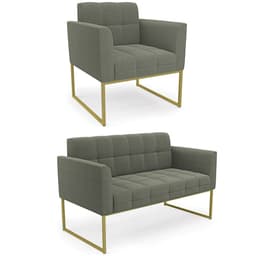 Namoradeira e Poltrona Industrial Dourado Ana Bouclé Menta - Ibiza