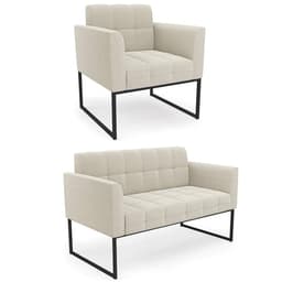 Namoradeira e Poltrona Industrial Preto Ana Bouclé Bege - Ibiza