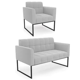 Namoradeira e Poltrona Industrial Preto Ana Bouclé Cinza - Ibiza