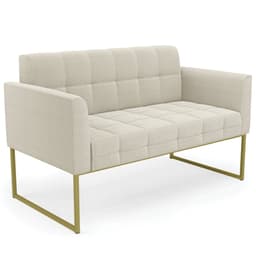 Sofá Namoradeira Base Industrial Dourado Ana Bouclé Bege - Ibiza