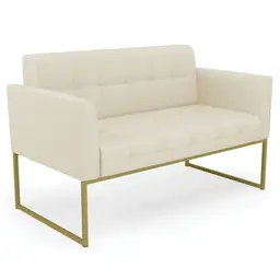 Sofá Namoradeira Base Industrial Dourado Ana Linho Bege - Ibiza