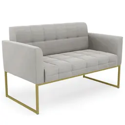 Sofá Namoradeira Base Industrial Dourado Ana Veludo Cinza - Ibiza