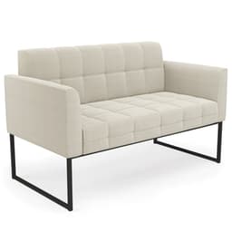 Sofá Namoradeira Base Industrial Preto Ana Bouclé Bege - Ibiza