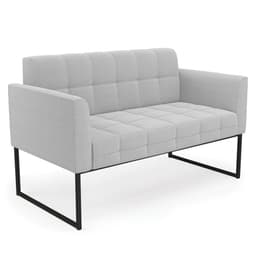 Sofá Namoradeira Base Industrial Preto Ana Bouclé Cinza - Ibiza