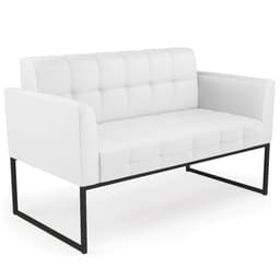 Sofá Namoradeira Base Industrial Preto Ana Sintético Branco - Ibiza