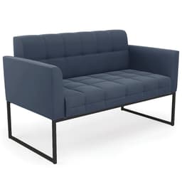 Sofá Namoradeira Base Industrial Preto Ana Suede Azul Marinho - Ibiza